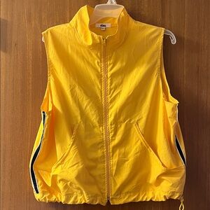 Yellow mock turtleneck Zip-Up Vest with side stripes and two pockets